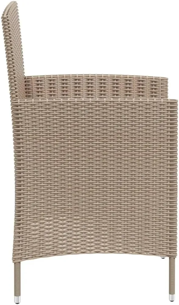 Garden Chairs, Pool Chair, Patio Chairs with Cushions 2 pcs, Easy to Clean Suitable for Patio, Porch, Backyard, Balcony, Garden Poly Rattan Beige