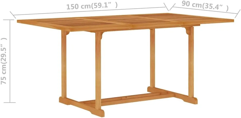 Garden Table Fine Sanded Teak Hardwood Outdoor Furniture, Solid Wood Dining Table for Camping, Kitchen, Picnic, Coffee, Folding, Brown Tables, 59.1 in
