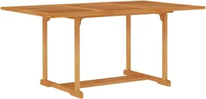 Garden Table Fine Sanded Teak Hardwood Outdoor Furniture, Solid Wood Dining Table for Camping, Kitchen, Picnic, Coffee, Folding, Brown Tables, 59.1 in