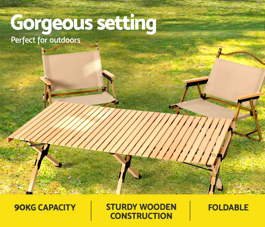 Gardeon Wooden Egg Roll Picnic Table 120cm