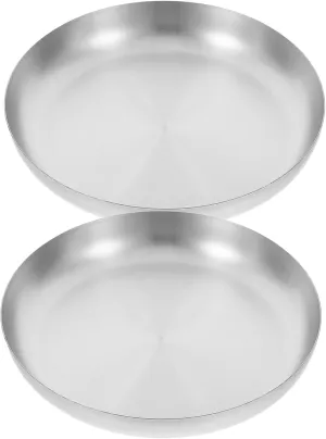Gatuida 2-Piece Stainless Steel Snack Tray Dinner Plates for Steel Serving Party Serving Trays Decorative Food Container