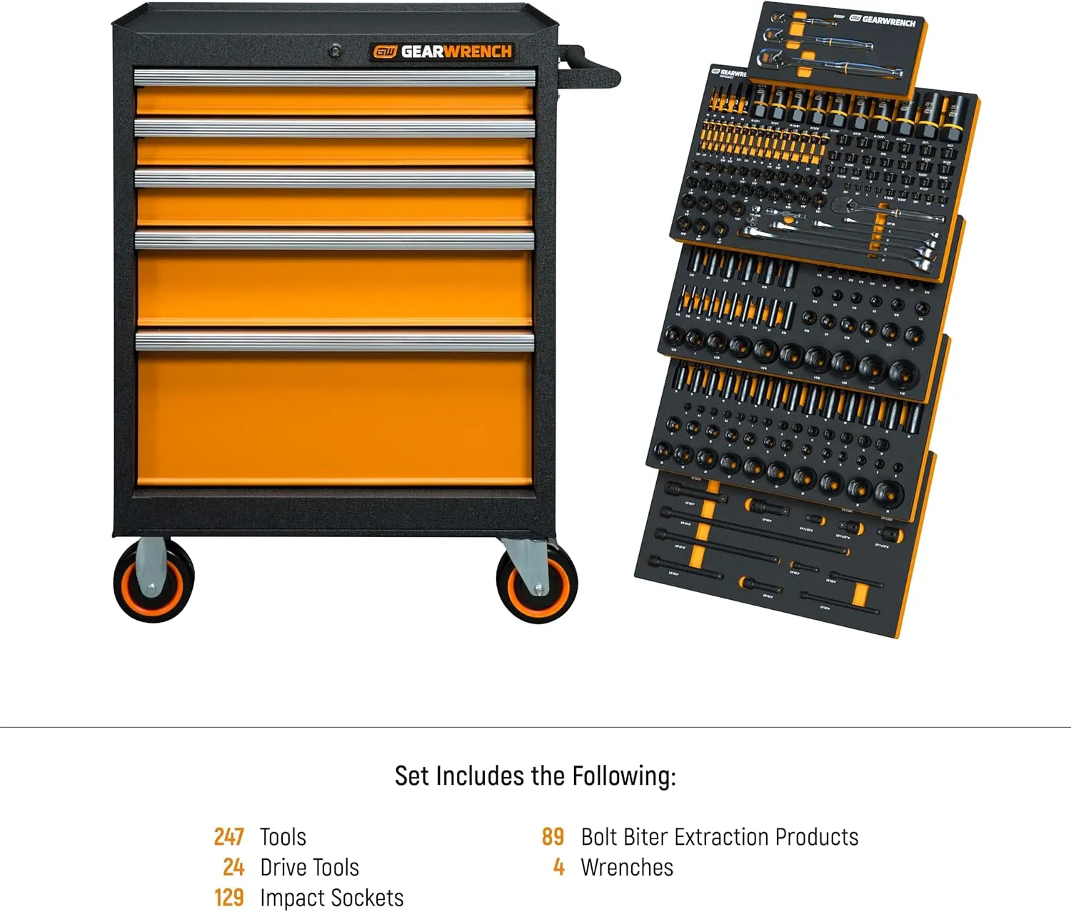 GEARWRENCH 247 Piece MEGAMOD Mechanics Tool Set in Modular Foam Trays with Storage Unit | MEGAMOD247