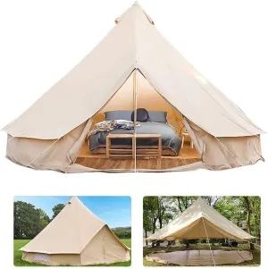 GeRRiT Bell Tent Indian Tent Diameter 3M/4M/5M/6M Cotton Canvas Large Family Tents 4 Season Outdoors Yurt Bell Tent Glamping for Camping