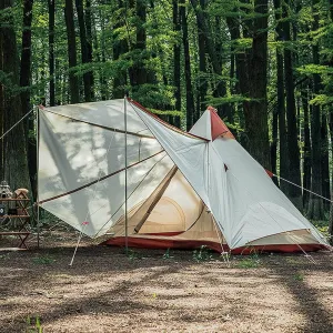GeRRiT Family Camping Tent Large Waterproof Double Layer Pyramid Tipi Tent Camping Mongolian Yurt Tent for Picnic, Festival