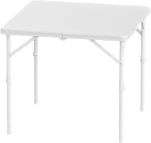 GeRRiT Folding Camping Table, Adjustable Height Square Dining Table, Portable Fold in Half Outdoor Folding Table, Heavy Duty Small Table for Picnic Party Cooking Beach, 86x86x74cm, White, 980707