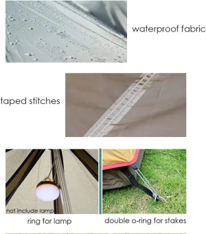 GeRRiT Waterproof Camping Pyramid Teepee Tent Adult Tipi Tent Waterproof Double Layers Tent Yurt Tent Tower Post Bell Tent for Outdoo Family Trip