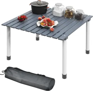 Giantex 27" Square Roll-up Camping Table, Folding Picnic Table w/Carrying Bag, Natural Fir Wood Top, Portable Compact Folding Table for Outdoor Camping/Picnic/Hiking/Fishing/BBQ (Gray)