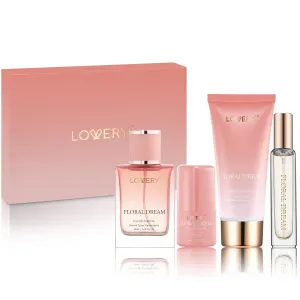 Gift for Women, Floral Dream 4 in 1 Womens Perfume & Deodorant Set - 4pc Pink Eau de Parfum Fragrance Sets - Perfumes for Women Gift Set with Non Toxic Antiperspirant Stick, Body Lotion & Mini Perfume
