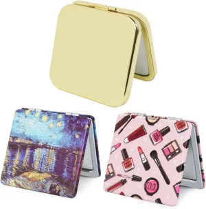 Gifts for Mom Square Gold and Colored Compact Mirror Set-A