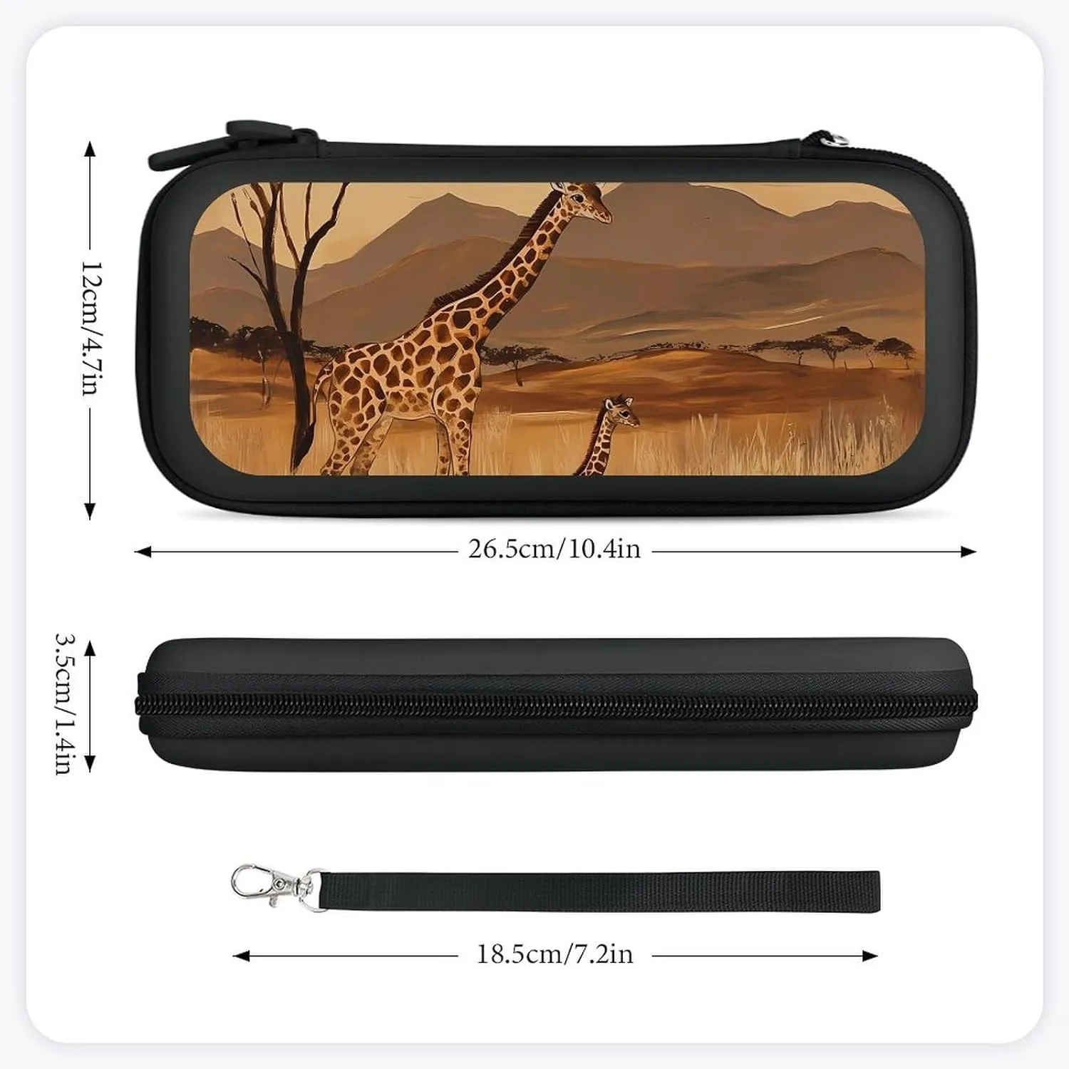 Giraffes In An African Compatible with Switch Carrying Case Hard Travel Game Bag Pouch with 15 Games Accessories