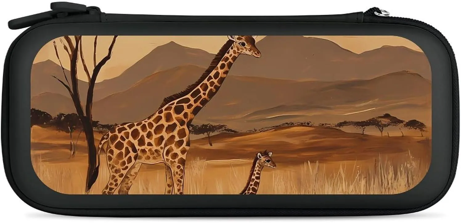 Giraffes In An African Compatible with Switch Carrying Case Hard Travel Game Bag Pouch with 15 Games Accessories