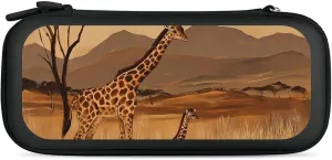 Giraffes In An African Compatible with Switch Carrying Case Hard Travel Game Bag Pouch with 15 Games Accessories
