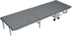 Glamping Cot Foldable Padded Sleeping Cot Bed with Mattress Folding Steel Cot Extra Wide Folding Bed with Comfortable Mattress for Indoor Outdoor Grey