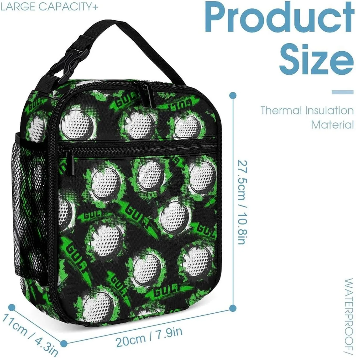 Golf Backpack with Lunch Box & Pencil Case for Kids Girls Boys School, 16 Inch Cool Golf Bookbag, School Backpack for Students Children, sustainable, Lightweight, Large Capacity