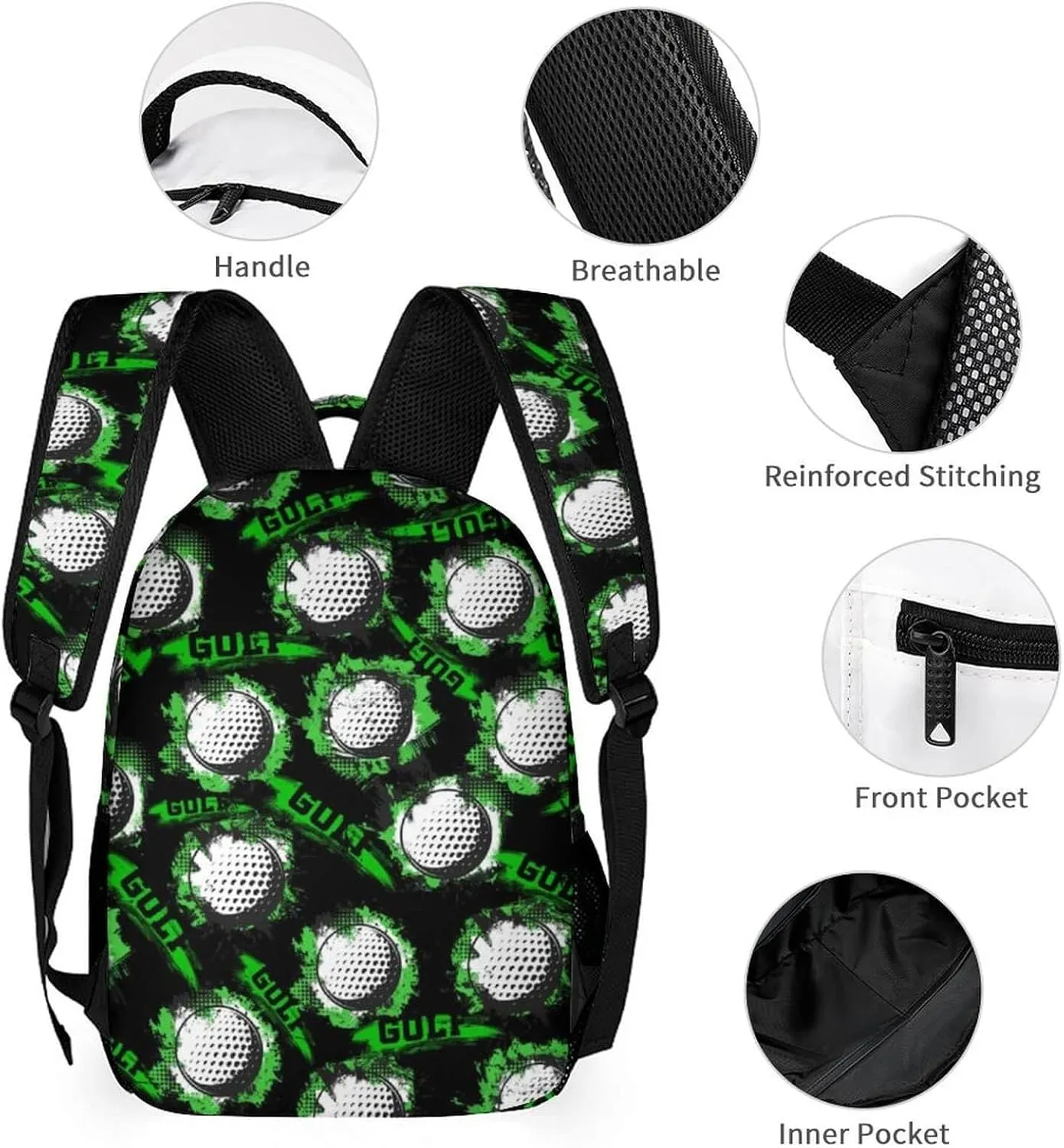 Golf Backpack with Lunch Box & Pencil Case for Kids Girls Boys School, 16 Inch Cool Golf Bookbag, School Backpack for Students Children, sustainable, Lightweight, Large Capacity