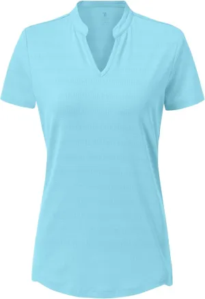 Gopune Women's V Neck Golf Polo Shirts Collarless Short Sleeve Lightweight Quick Dry Tennis Running T-Shirts