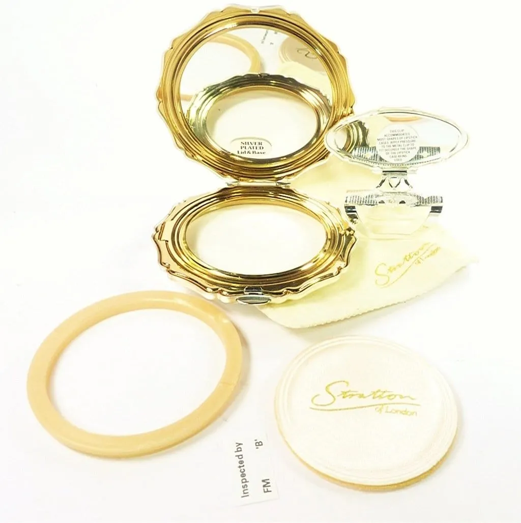 Gorgeous Stratton Compact Mirror And Lipstick Holder Set In Original Case 1990s Unused