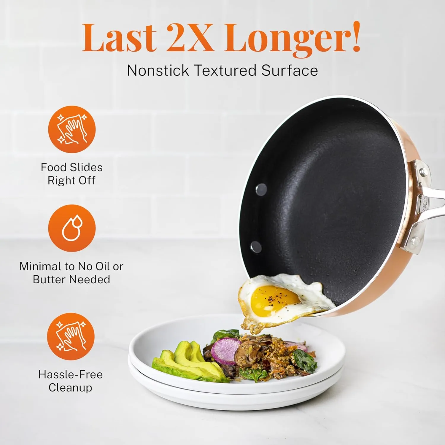 GOTHAM STEEL 10 Pc Copper Pots and Pans Set Non Stick Cookware Sets for Kitchen, Space Saving Pots and Pans with Fry Pan and Pot Set, Non Toxic, Nonstick Cookware Set, Oven and Dishwasher Safe