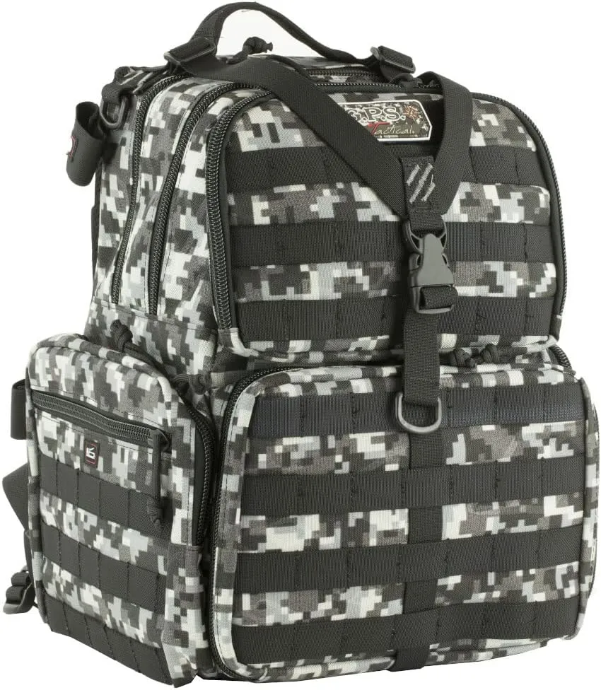 G.P.S. Tactical Range Backpack, 3 Handguns Capacity, MOLLE Webbing, Durable Waterproof Stain-Resistant Shooting Tactical Gear