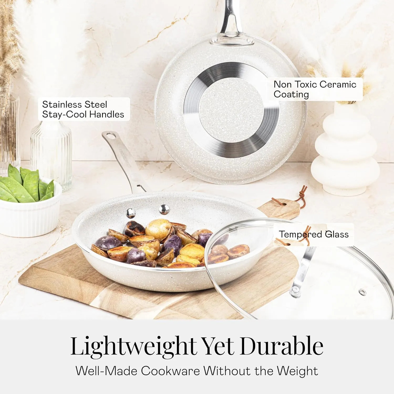 Granitestone 20 Pc Ceramic Cookware Set Nonstick, Premium Pots and Pans Set Non Stick for Kitchen with Bakeware and Cooking Utensils, Non Toxic Made Without PFOA PFOS, Oven & Dishwasher Safe