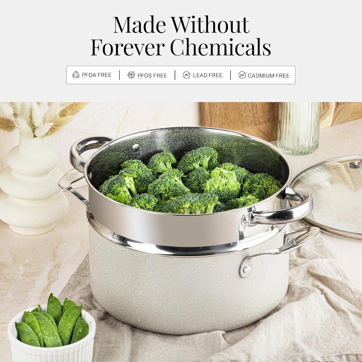 Granitestone 20 Pc Ceramic Cookware Set Nonstick, Premium Pots and Pans Set Non Stick for Kitchen with Bakeware and Cooking Utensils, Non Toxic Made Without PFOA PFOS, Oven & Dishwasher Safe