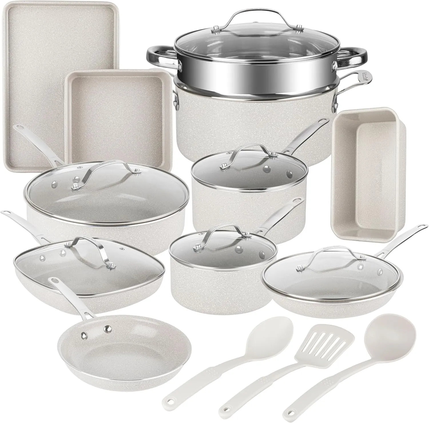 Granitestone 20 Pc Ceramic Cookware Set Nonstick, Premium Pots and Pans Set Non Stick for Kitchen with Bakeware and Cooking Utensils, Non Toxic Made Without PFOA PFOS, Oven & Dishwasher Safe