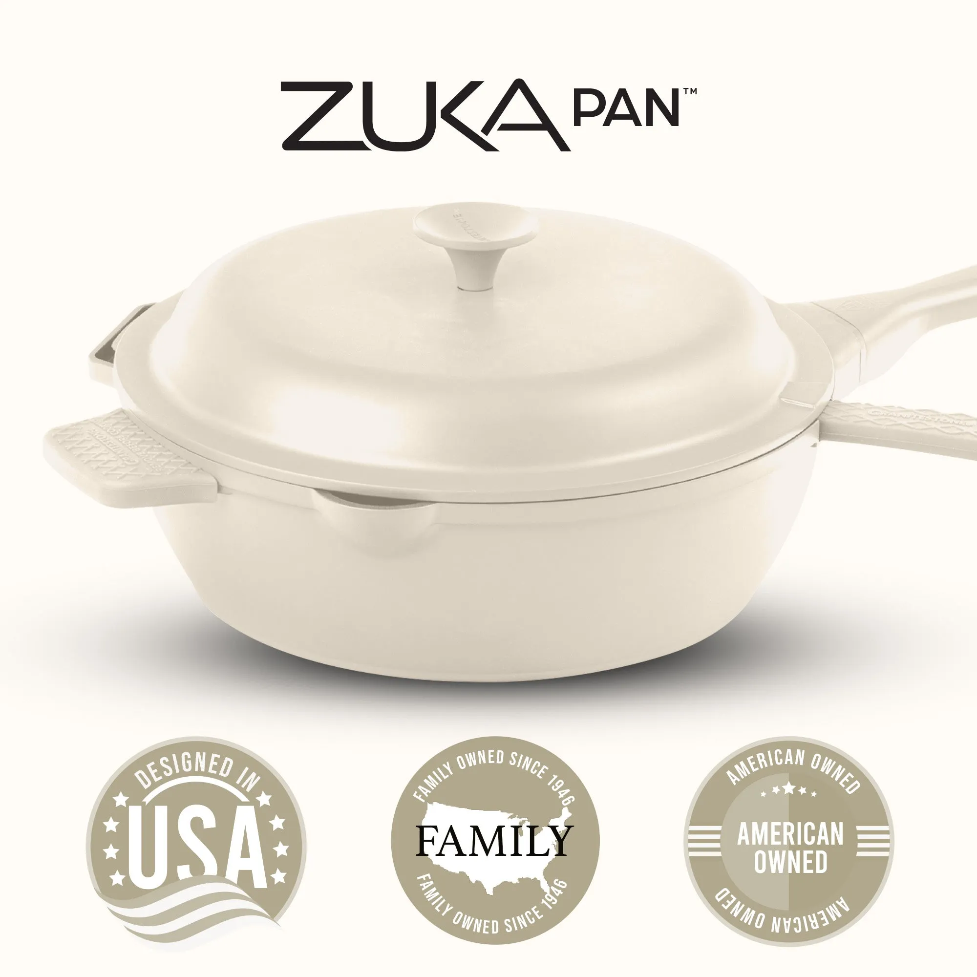 Granitestone 8" Zuka Pan – 4-Piece Multi-Functional Everyday Pan Set with Lid, & Nylon Spoon