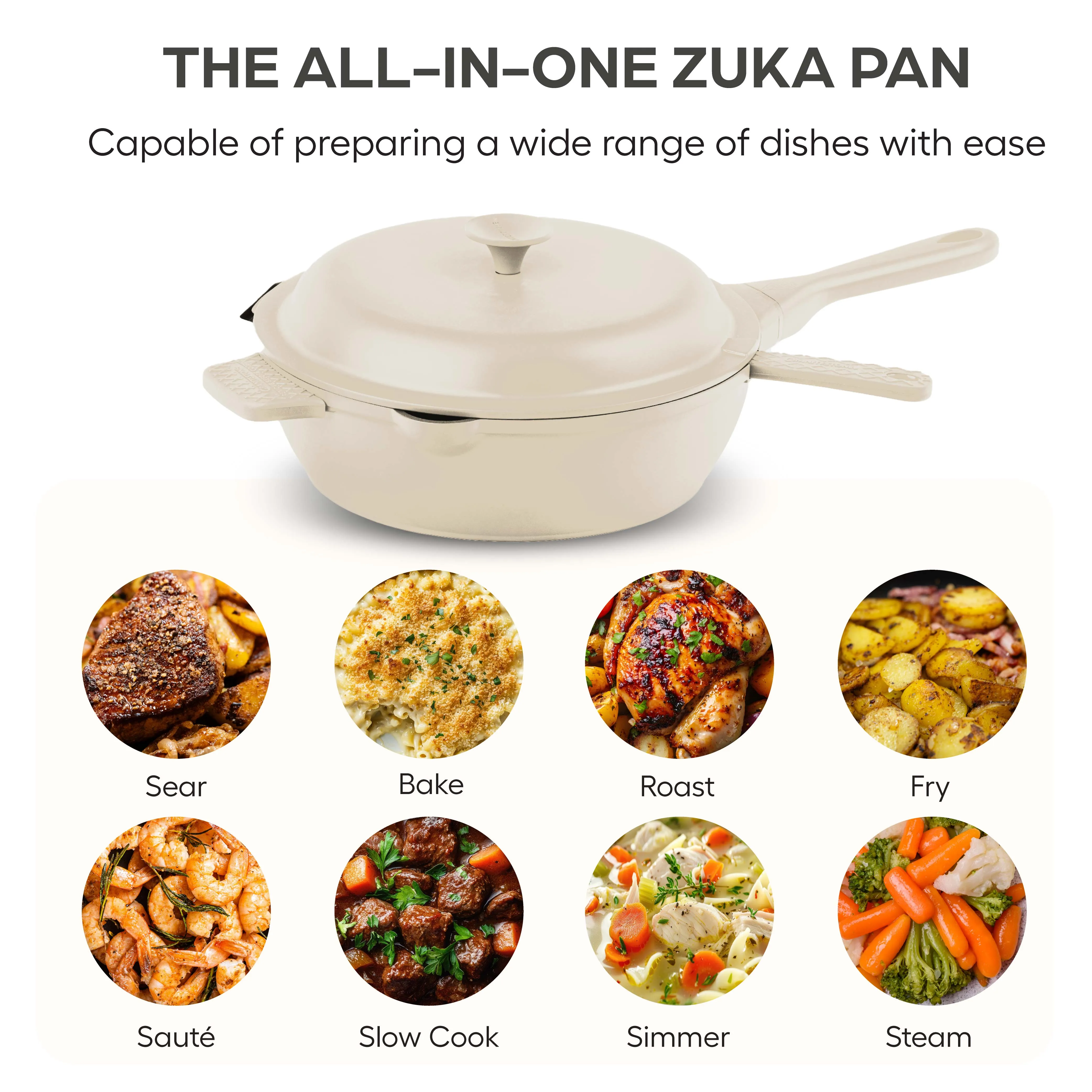 Granitestone 8" Zuka Pan – 4-Piece Multi-Functional Everyday Pan Set with Lid, & Nylon Spoon