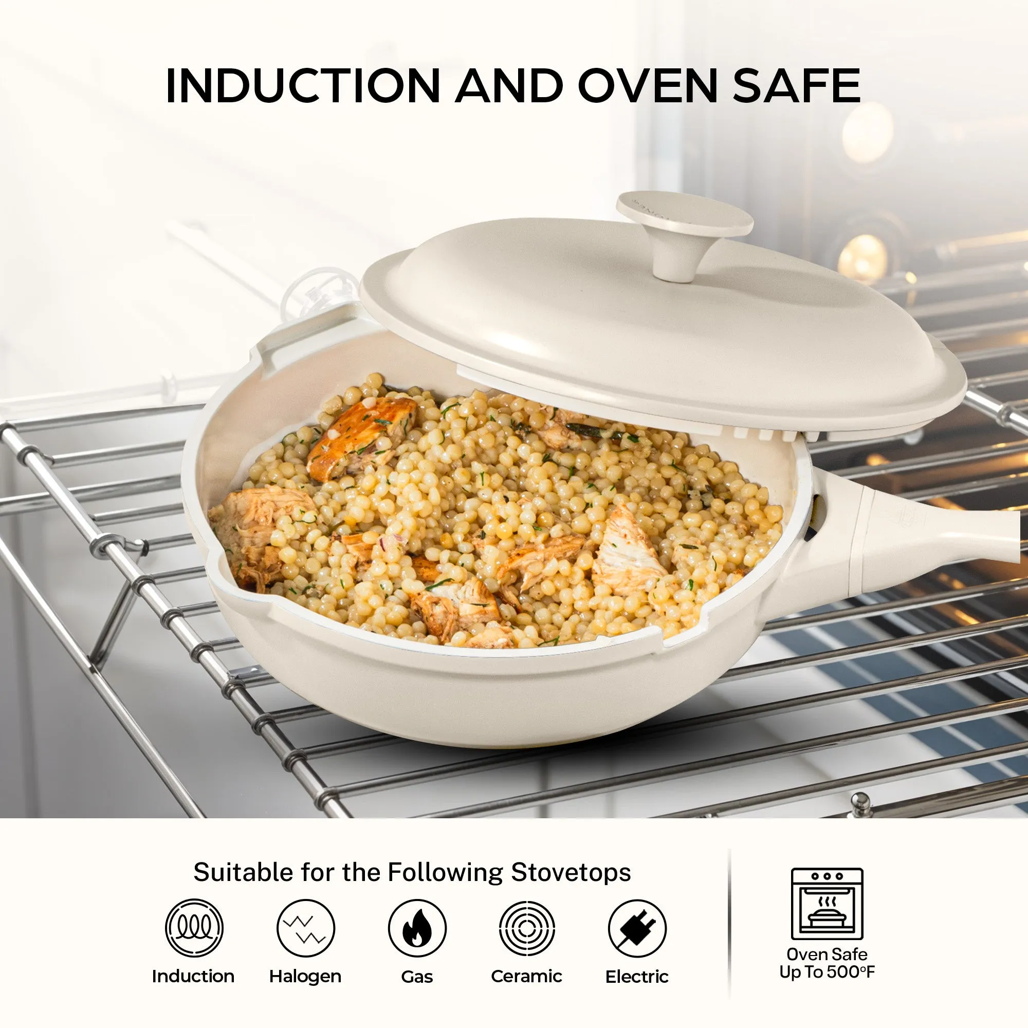 Granitestone 8" Zuka Pan – 4-Piece Multi-Functional Everyday Pan Set with Lid, & Nylon Spoon