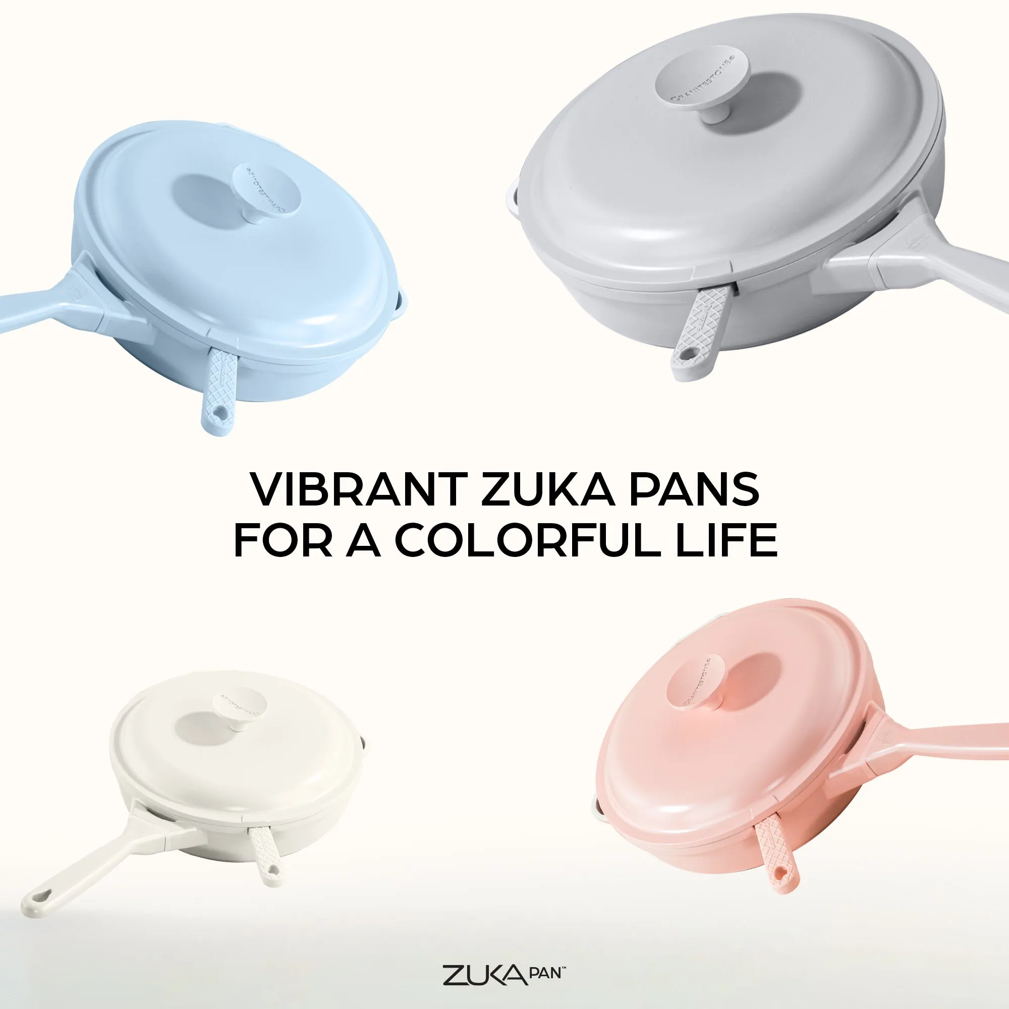 Granitestone 8" Zuka Pan – 4-Piece Multi-Functional Everyday Pan Set with Lid, & Nylon Spoon
