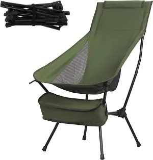 Grebest Folding Rocking Camping Chair, 198lbs Portable Rocker Chair for Adult, Oversized Heavy Duty Lawn Chair with Carry Bag, Swinging Chair Recliner for Camping Hiking Fishing Travel Outside Use Ar