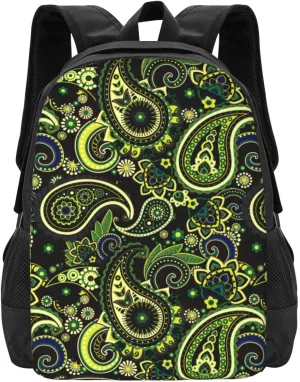 Green Paisley Lightweight Packable Backpack Travel Casual Large Capacity Daypack Foldable Backpack For Men Women