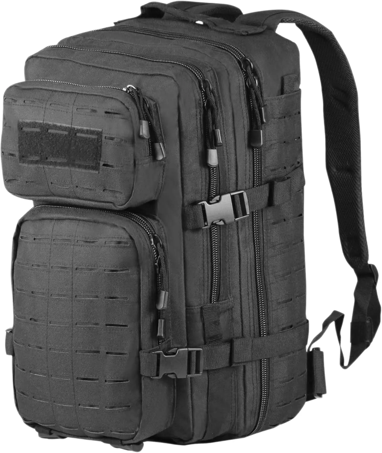 Greencity 45L Tactical Backpack Assault Pack Durable 3 Day Hiking Rucksack Molle System - Hiking, Travel, Hunting for Men (Black)