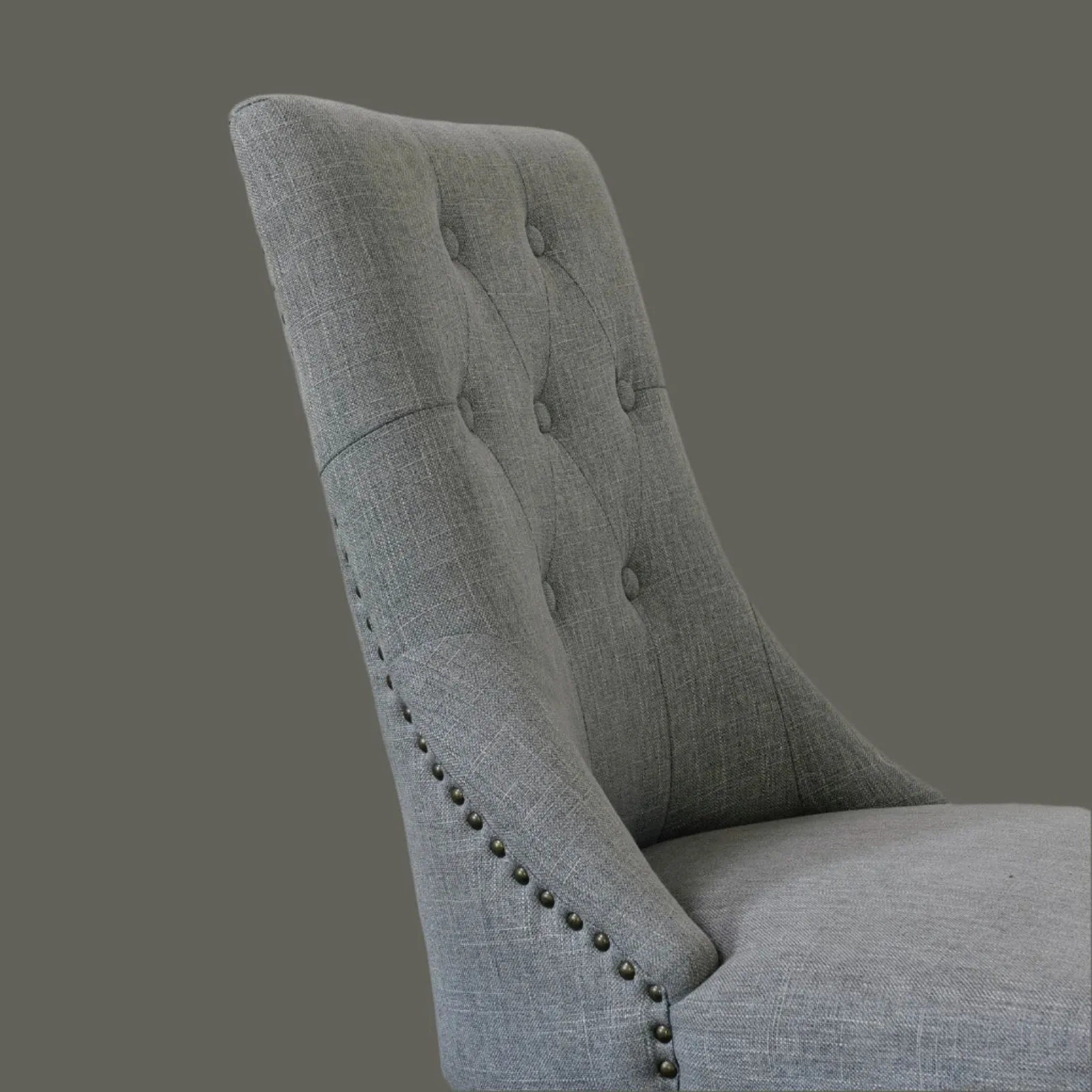 Grey, padded dining chair