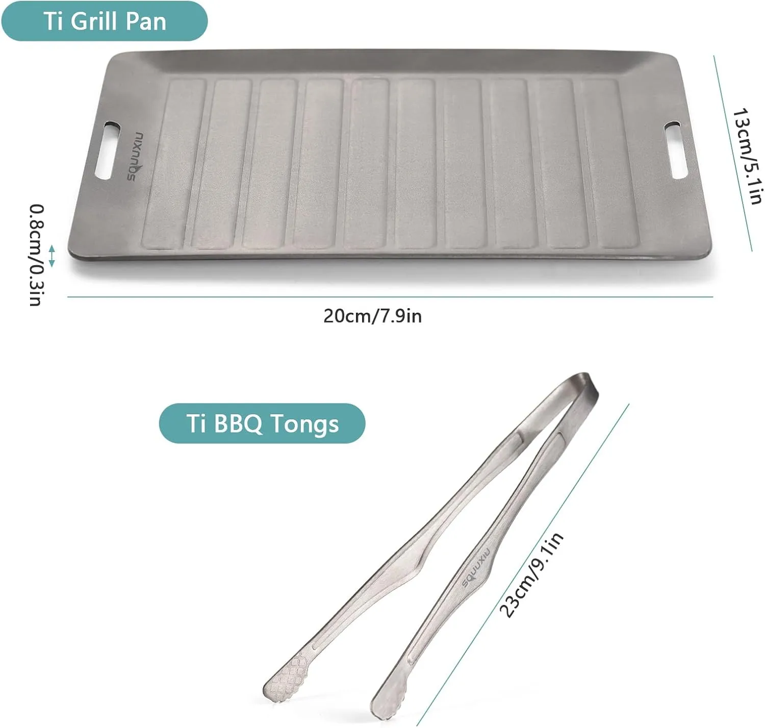 Grill Pan Non-Stick and Barbecue Tongs Set Portable, Outdoor Baking Pan Lightweight fits Single Person, Camping Cookware Combo for Barbecue Camping Picnic Backpacking