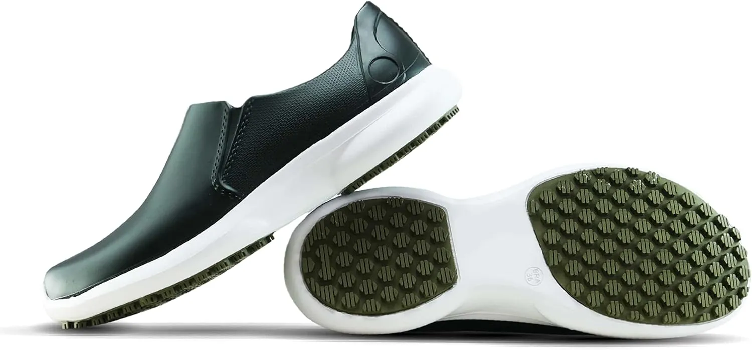 GRIP&COMFY Waterproof Shoes for Women - Slip on - Comfortable Non Slip Walking Rain Shoes - Soft Thermoplastic Rubber Sneakers - Garden Nurses Chefs All Weather Lightweight