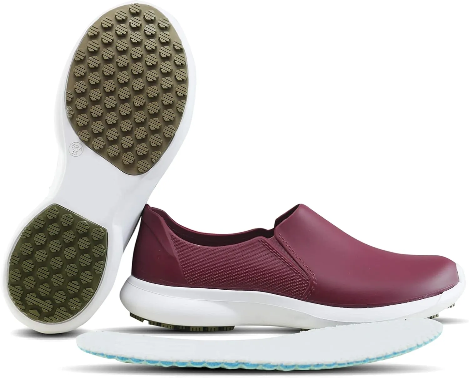 GRIP&COMFY Waterproof Shoes for Women - Slip on - Comfortable Non Slip Walking Rain Shoes - Soft Thermoplastic Rubber Sneakers - Garden Nurses Chefs All Weather Lightweight
