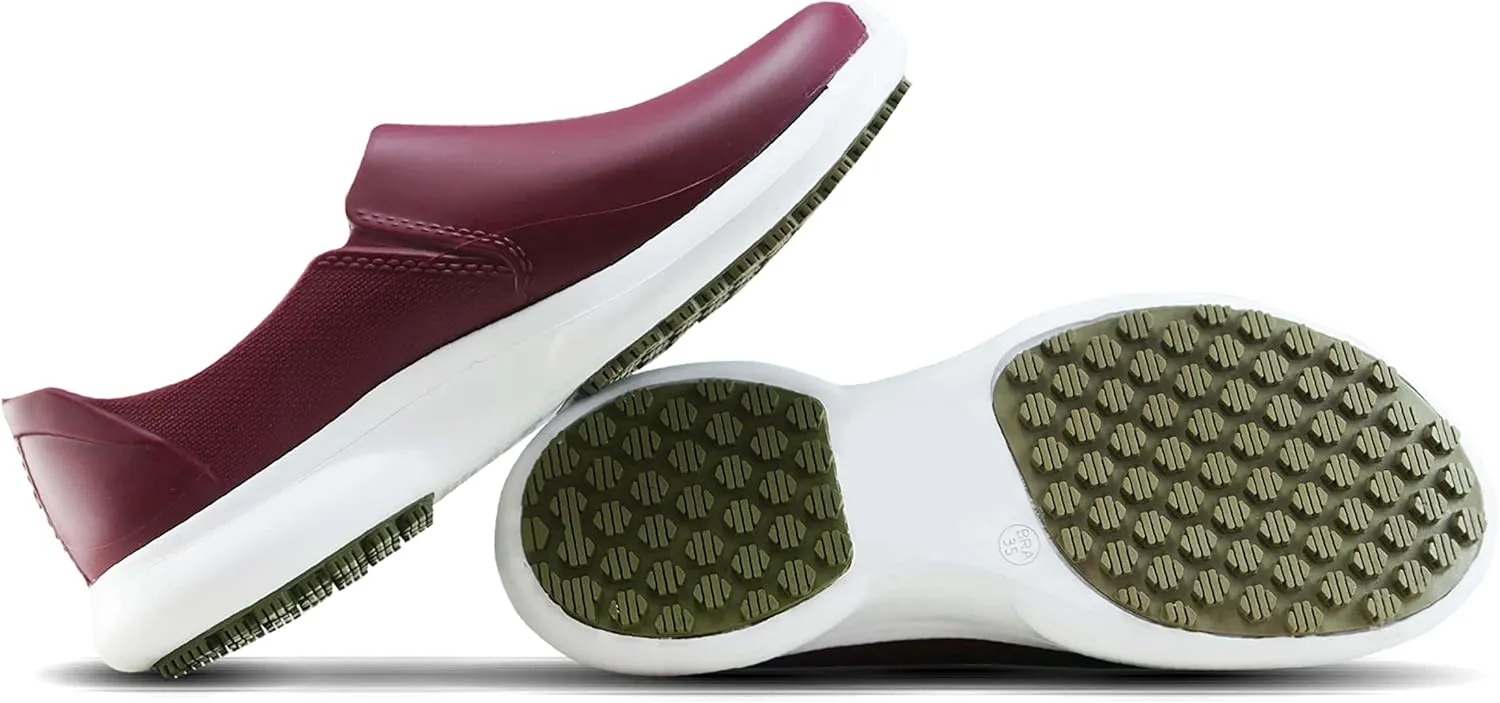 GRIP&COMFY Waterproof Shoes for Women - Slip on - Comfortable Non Slip Walking Rain Shoes - Soft Thermoplastic Rubber Sneakers - Garden Nurses Chefs All Weather Lightweight