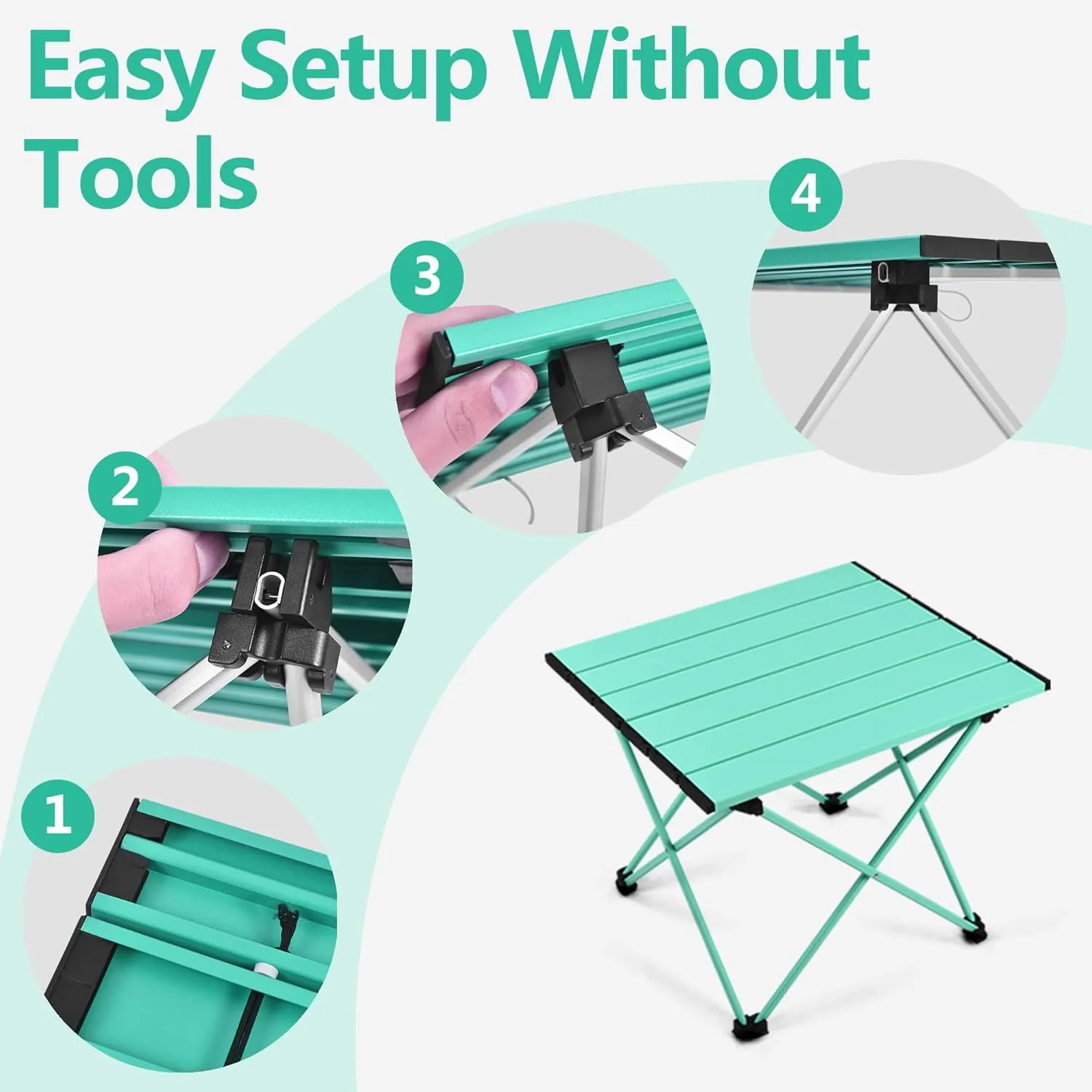 Grope Small Folding Camping Table with Aluminum Table Top, Beach Table for Sand with Carrying Bag,Prefect for Outdoor,Picnic,BBQ,Cooking,Festival