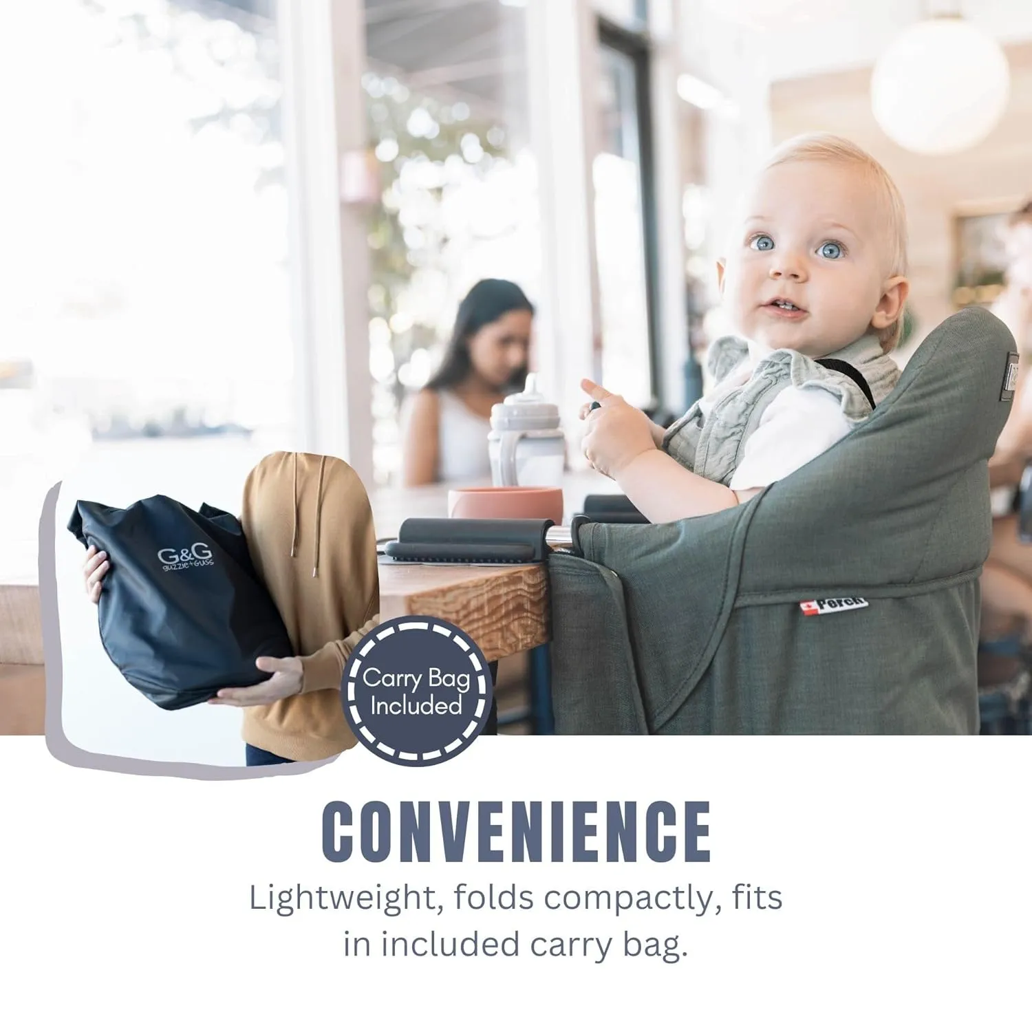guzzie Guss Portable Clip on High Chair for Baby Seat - Folding and Easy Setup for Travel, Home, Restaurants, Picnics - Machine Washable Fabric - Bordeaux