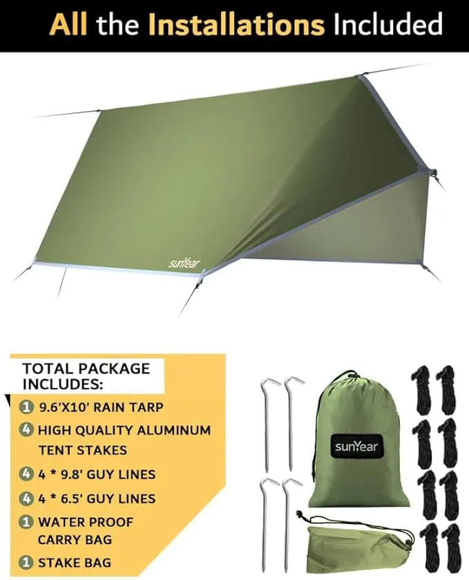 Hammock Tent Rain Fly-Camping Hammock Outdoor Tarp-Small Door Design-Keep Side Wind Rain-Best for Backpacking Hiking Camping Survival