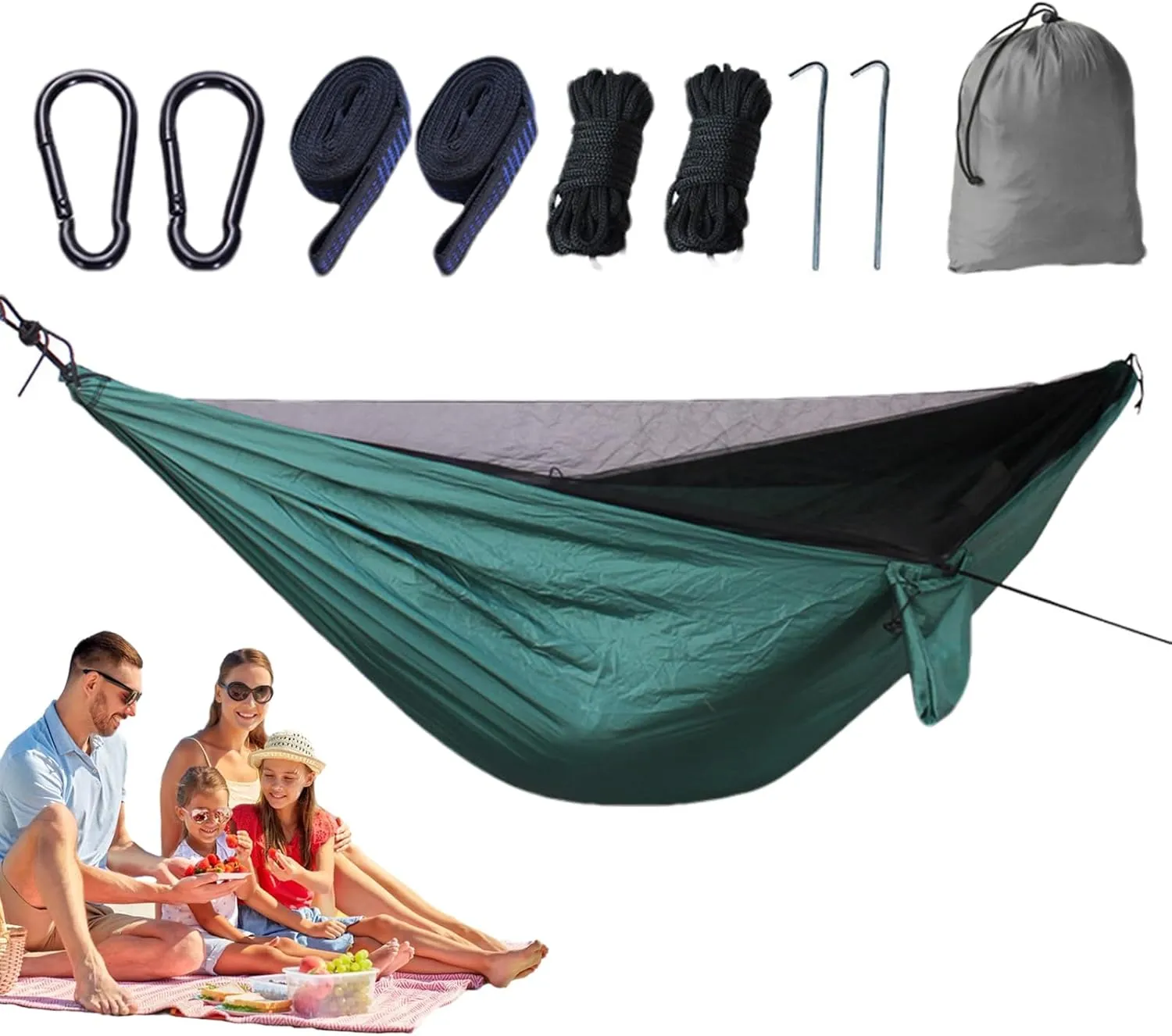 Hammock with Fly Net - Lightweight Camping Hammock, Portable Hammockfly | Foldable Hiking Sleeping Netting, Strong Load Capacity Foldable Fly MeshHammock for Camping, Outdoor Activities