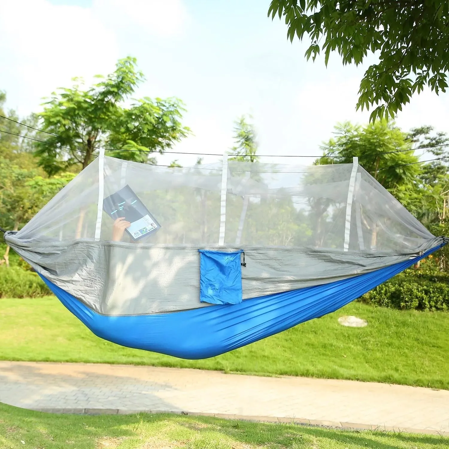 Hammock with Mosquito Net Lightweight Jungle Hammock for Trekking, Backpacking, Nylon Travel Hammock with Mosquito for Travel, Garden, Hiking, Survival (Color : K)