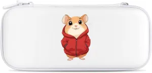 Hamster Wearing A Red Jacket Compatible with Switch Carrying Case Hard Travel Game Bag Pouch with 15 Games Accessories