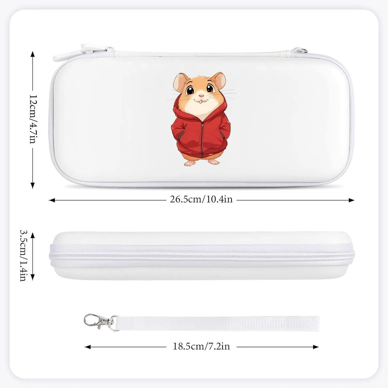 Hamster Wearing A Red Jacket Compatible with Switch Carrying Case Hard Travel Game Bag Pouch with 15 Games Accessories