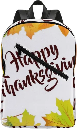 Happy Thanksgiving Foliage Classic Neutral Casual Lightweight Laptop Backpack Made of Materials, Suitable for Multiple Uses