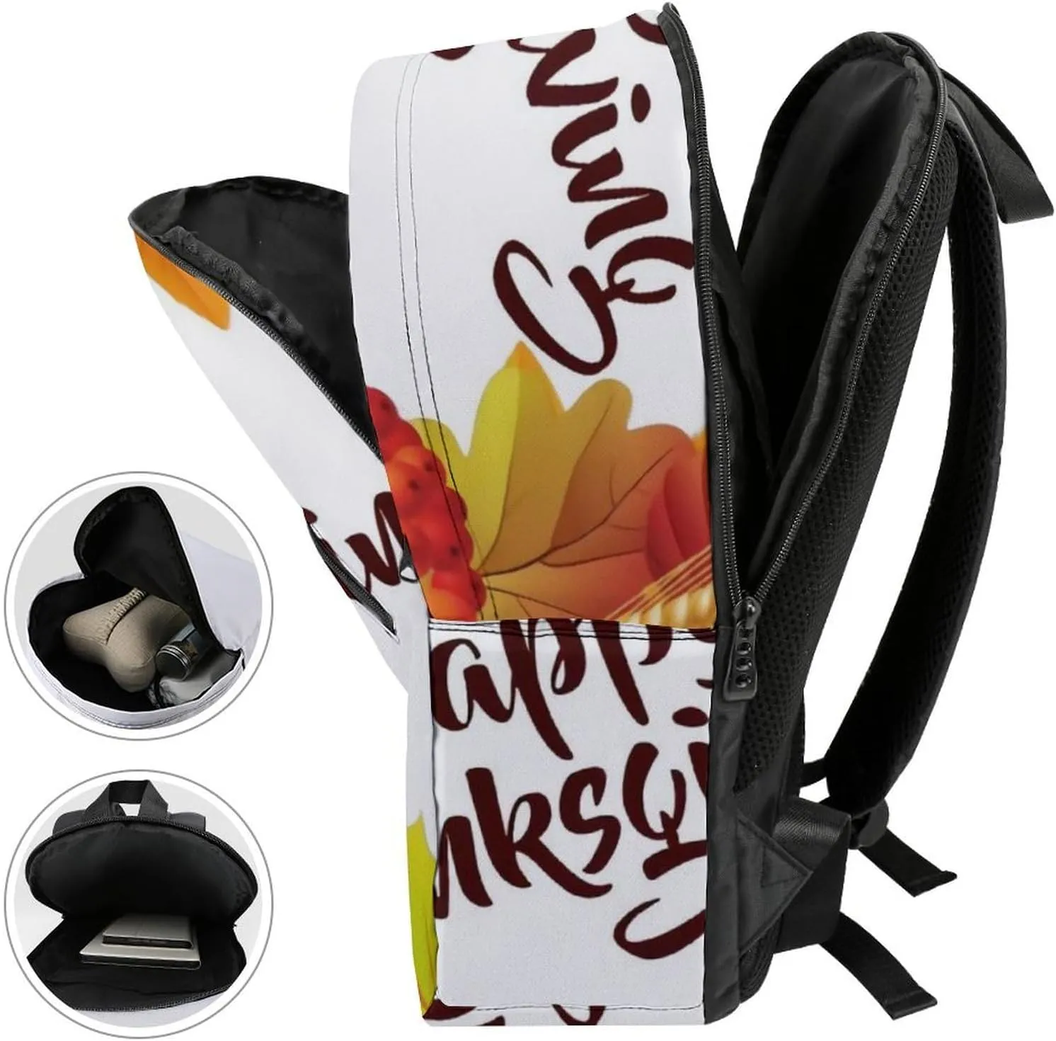 Happy Thanksgiving Foliage Classic Neutral Casual Lightweight Laptop Backpack Made of Materials, Suitable for Multiple Uses
