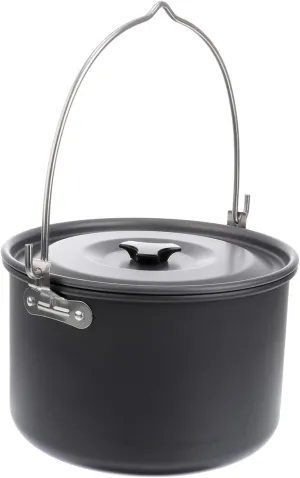 Hard Anodized Aluminum Pot 4l Camping Cookware Portable Grill Hiking Kettle Outdoor Picnic Utensil