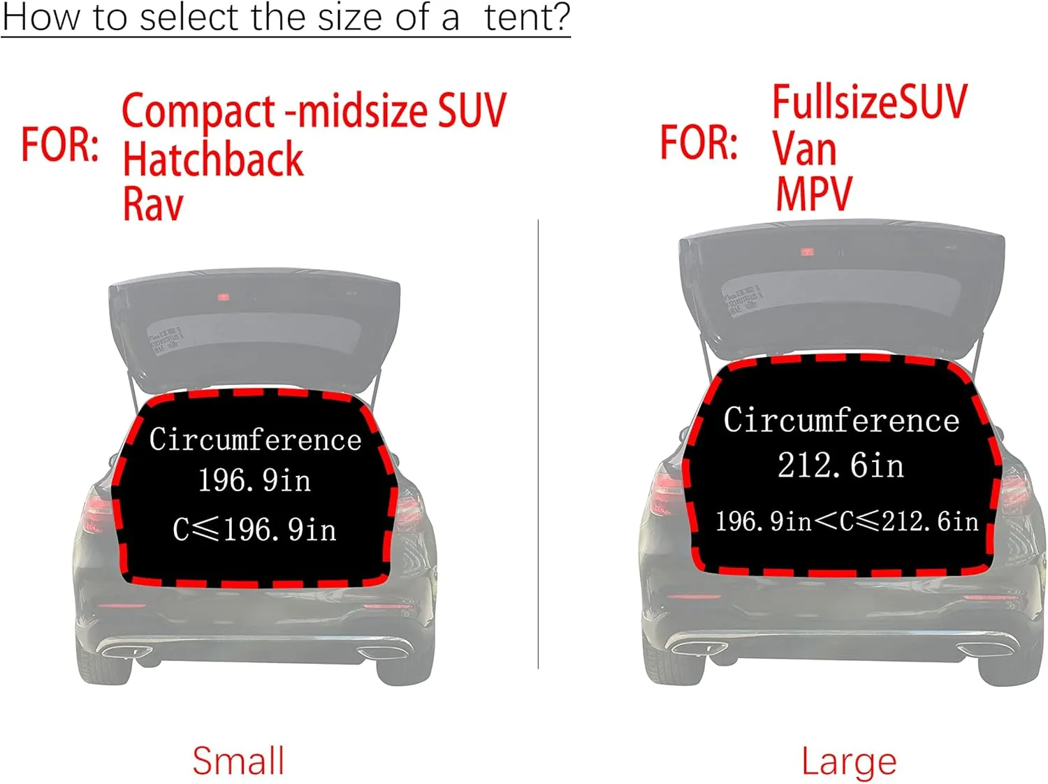 Hasika SUV Camping Tent Car Tailgate Shade Awning with Screen Net Waterproof 3000MM UPF 50  Black (Large)