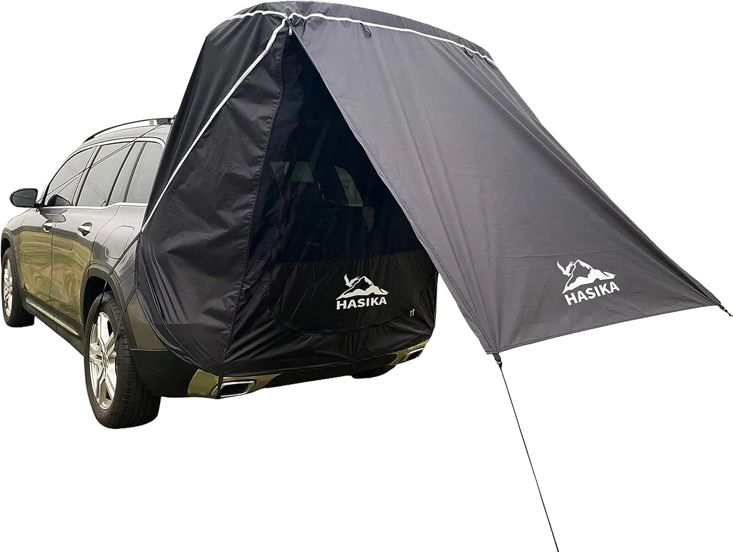 Hasika SUV Camping Tent Car Tailgate Shade Awning with Screen Net Waterproof 3000MM UPF 50  Black (Large)